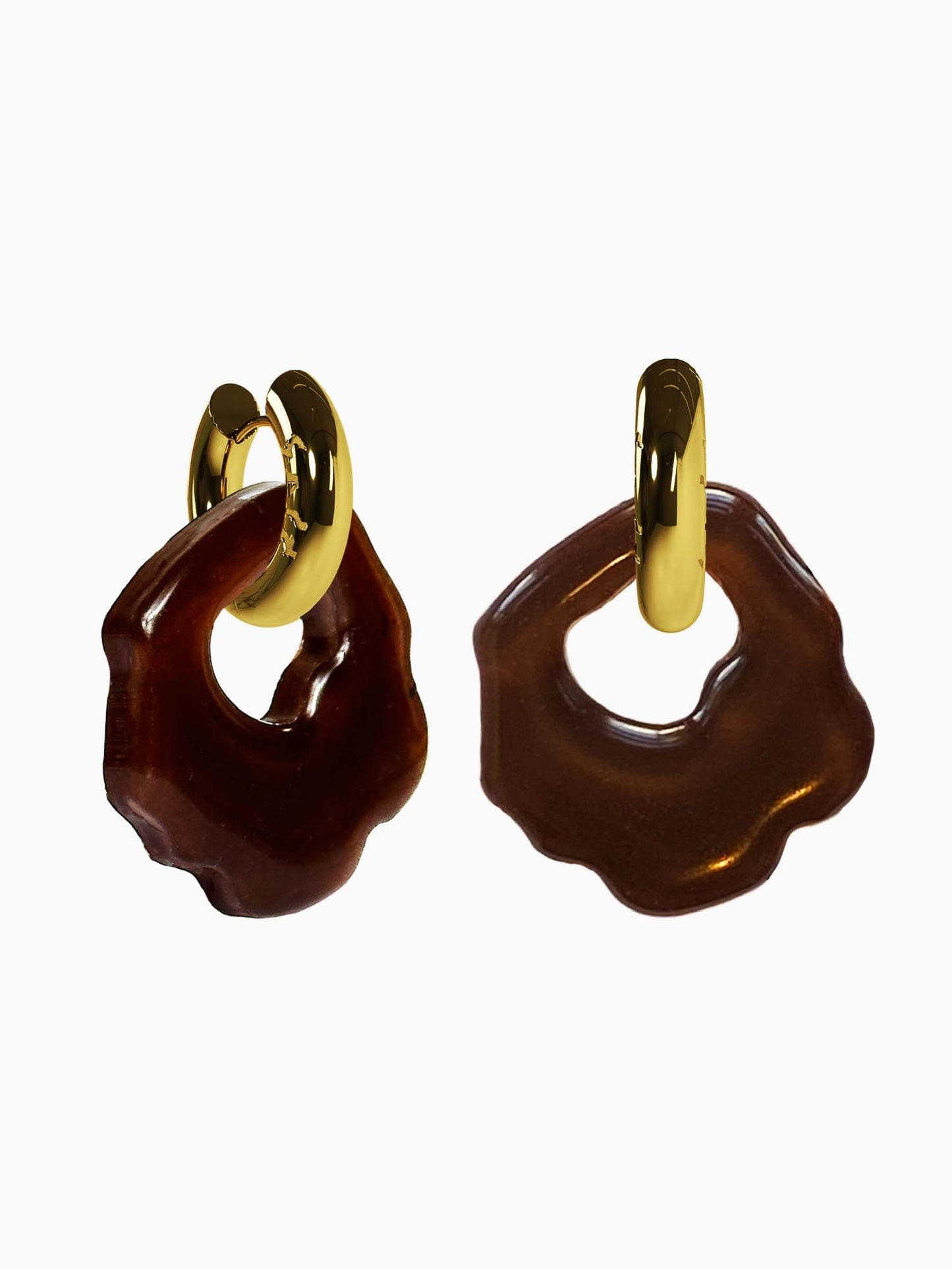Abe choco brown gold earring (pair)