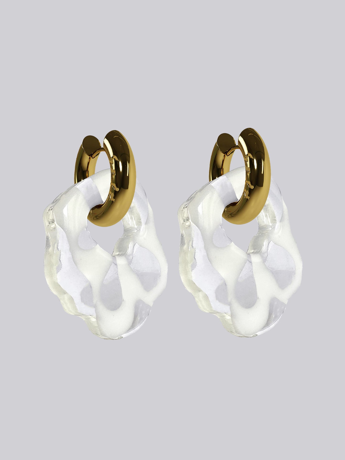 Abe FLWR whi gold earring (pair)