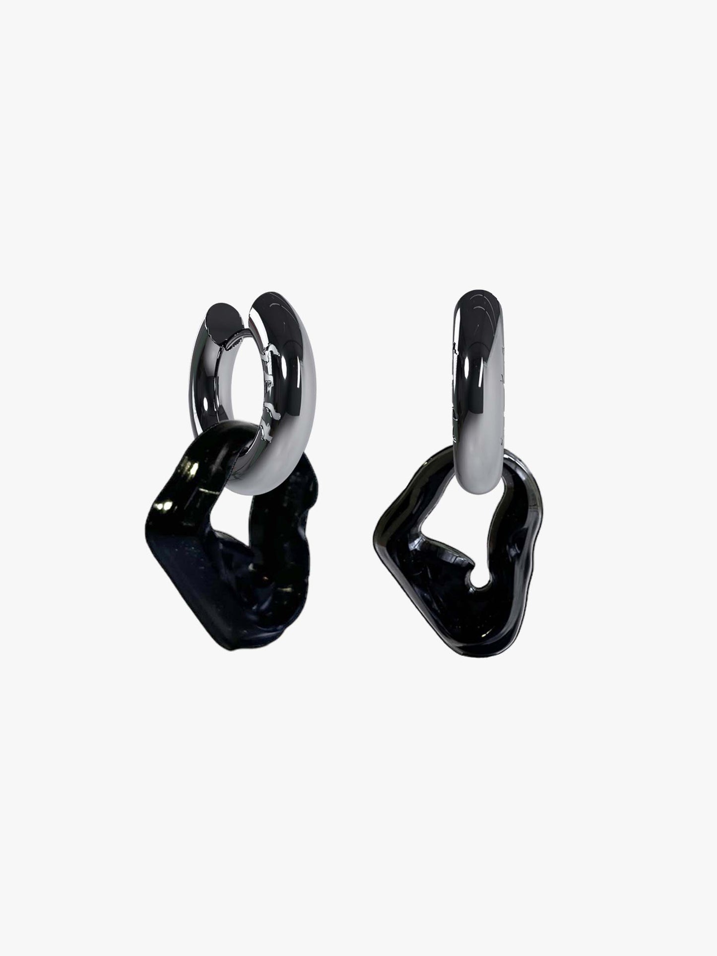 Bia black silver earring (pair)