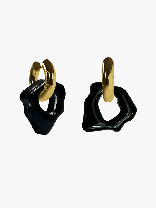 Ora black gold earring (pair)