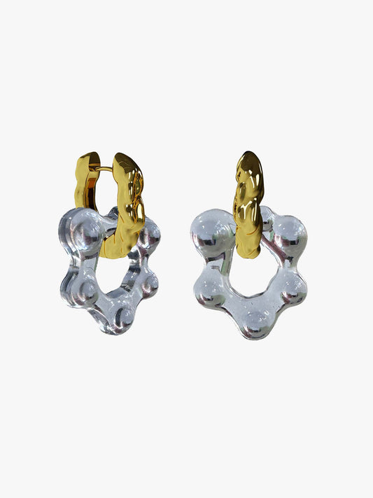 Oyo Nus grey glass gold earring (pair)