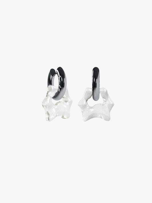 Tab transparent silver earring (pair)