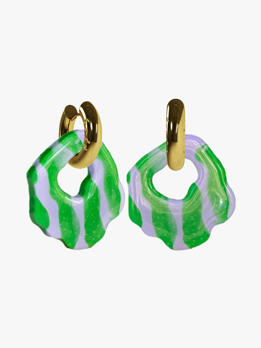 Abe lilac green gold earring (pair)