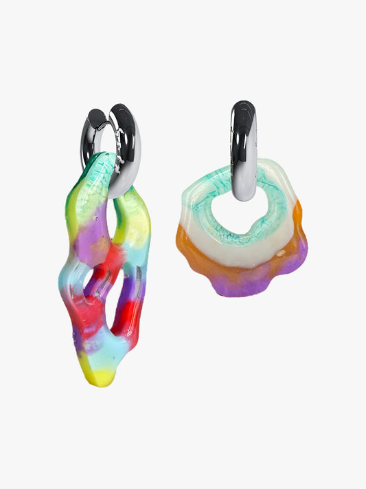 Ami Abe white multicolor silver earring (pair)