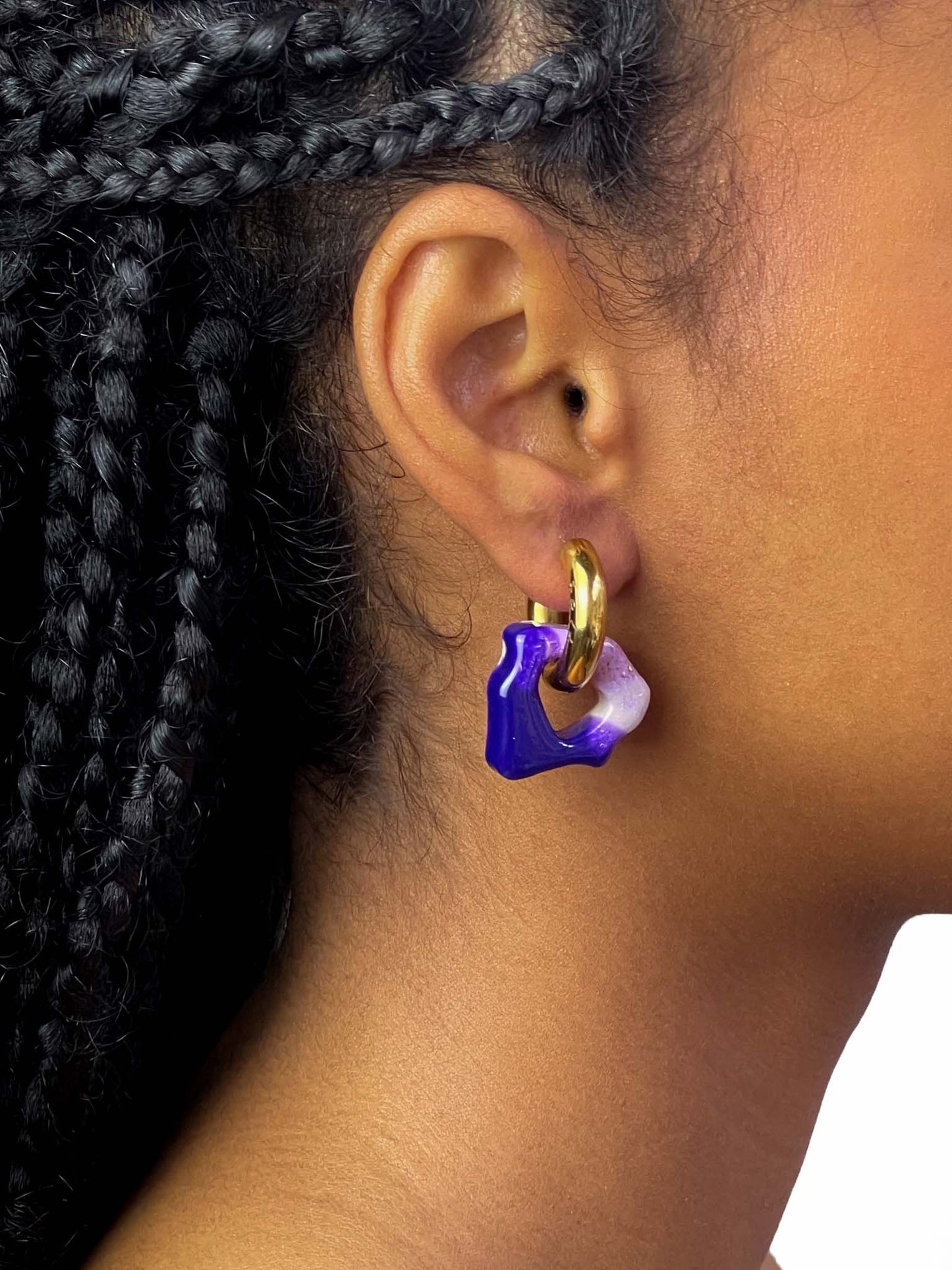 Ora marble orange purple gold earring (pair)
