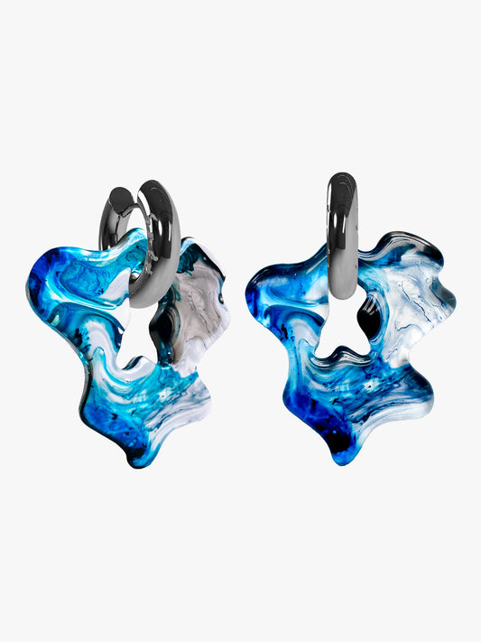 Lue multicolor blue-coal silver earring (pair)