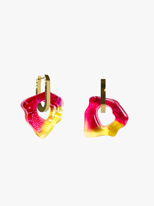 Ora multicolor red-yel gold earring (pair)
