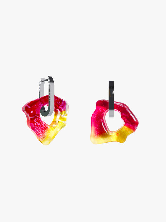 Ora multicolor red-yel silver earring (pair)