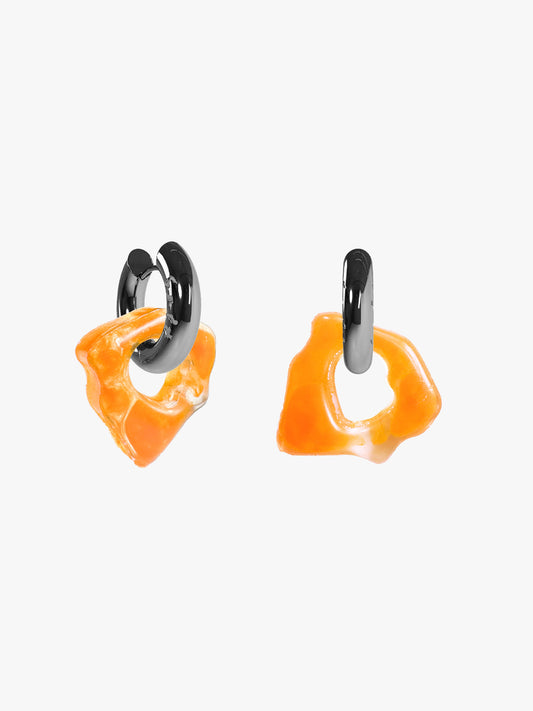 Ora specle orange silver earring (pair)