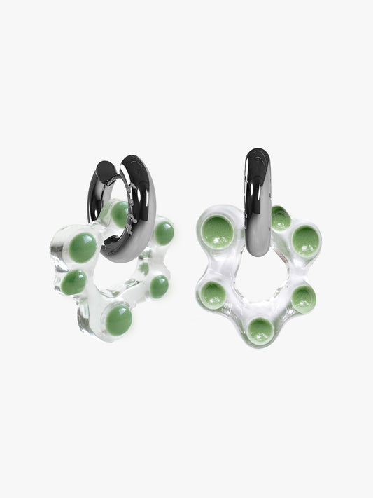Oyo FLWR green silver earring (pair)