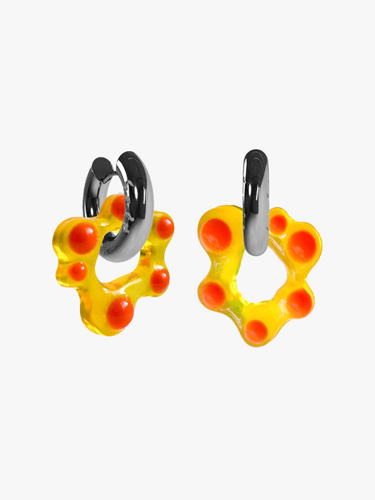 Oyo FLWR  orange silver earring (pair)