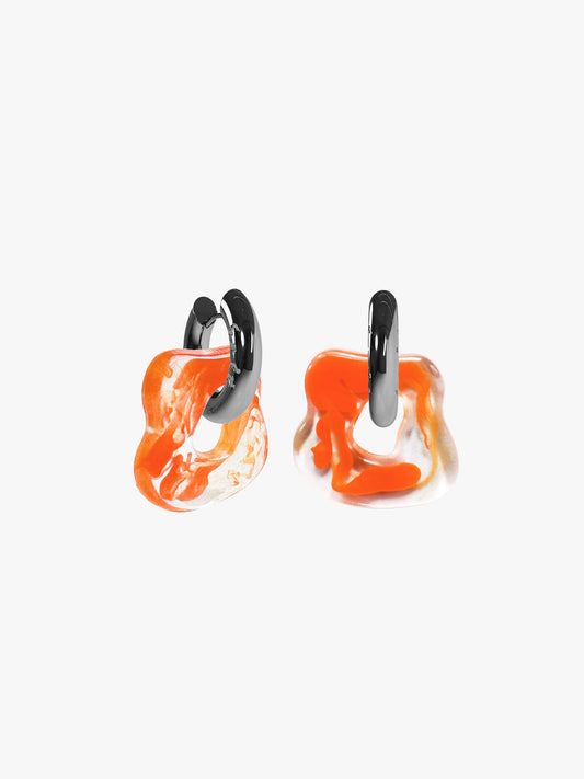 Sol specle orange silver earring (pair)