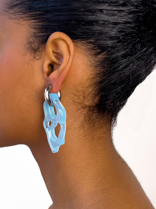 Ami Ora glass blue silver earring (pair)