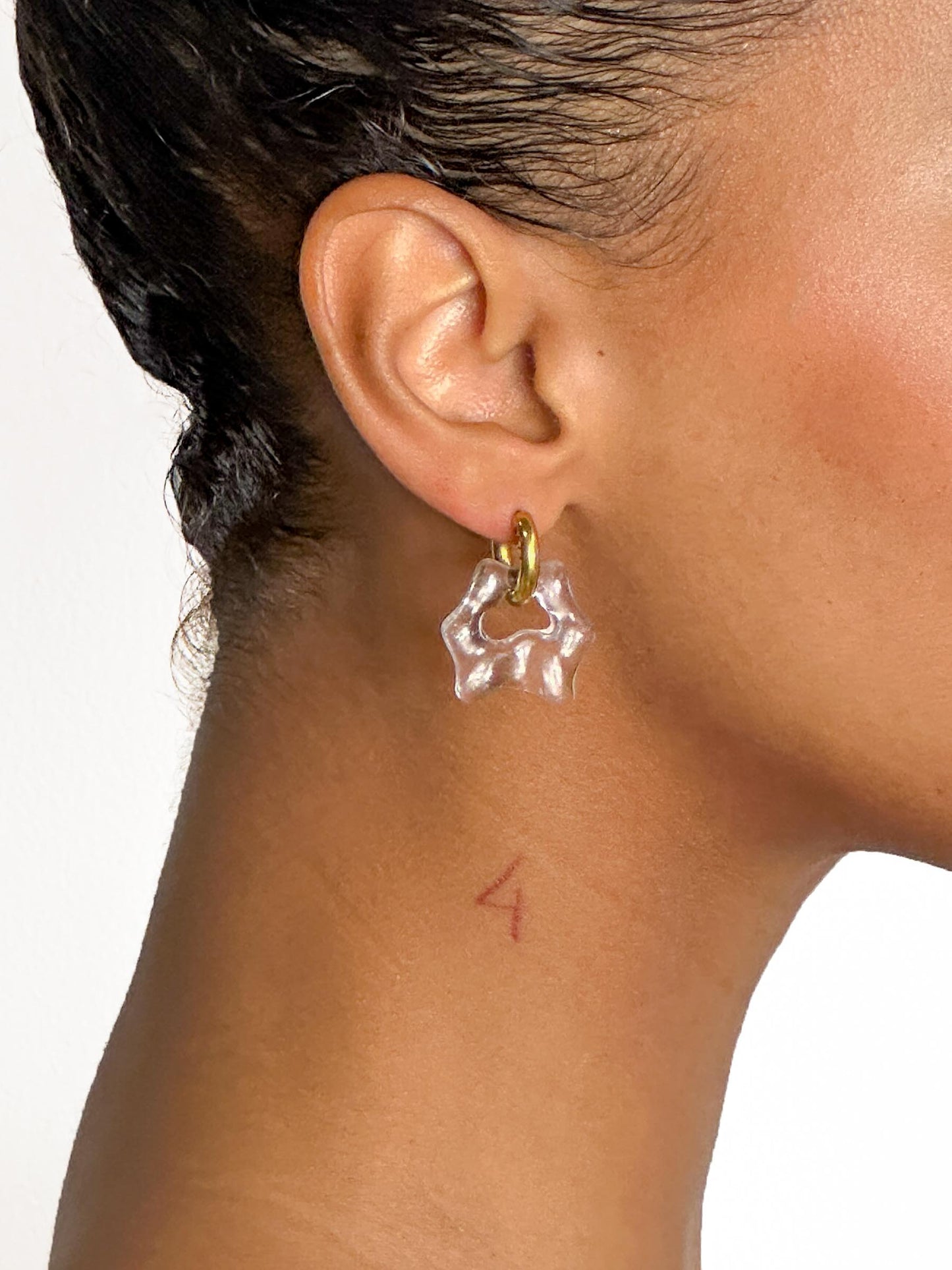 Tab transparent silver earring (pair)