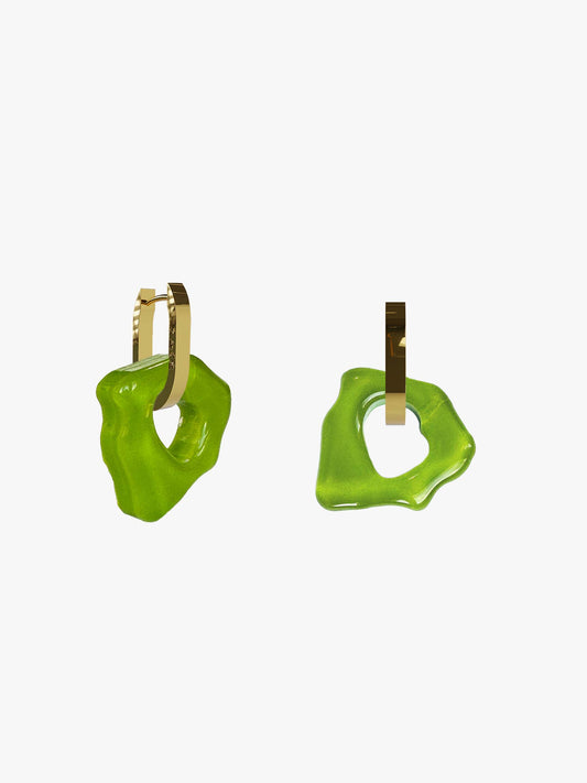 Ora moss green gold earring (pair)