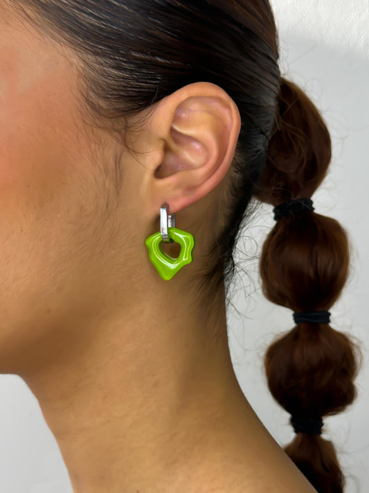 Ora moss green silver earring (pair)