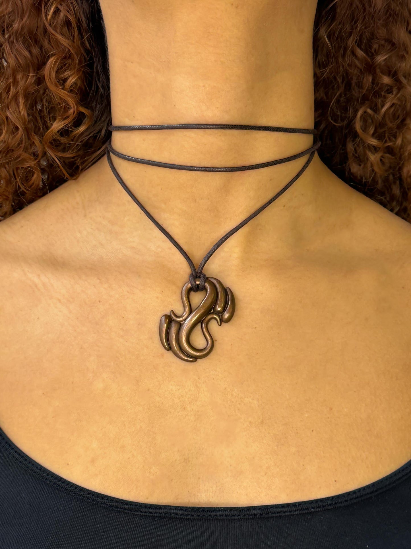Nerm metallic brown lace necklace