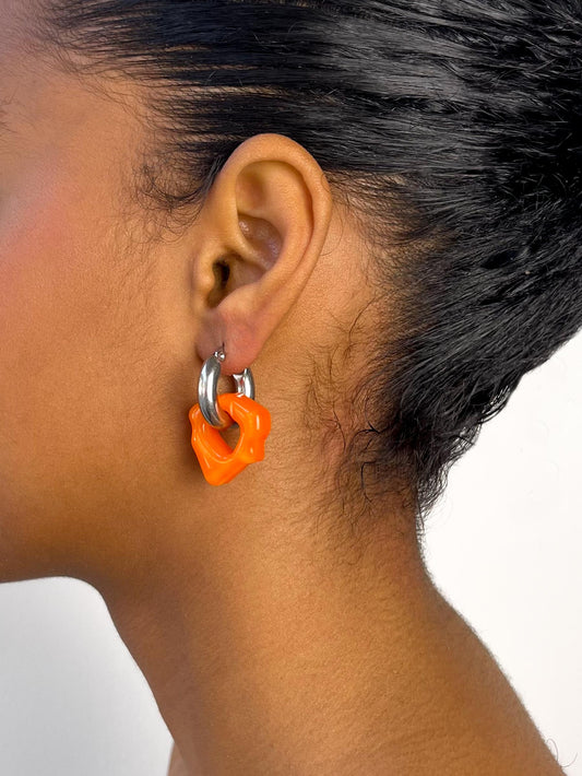 Ora orange silver earring (pair)